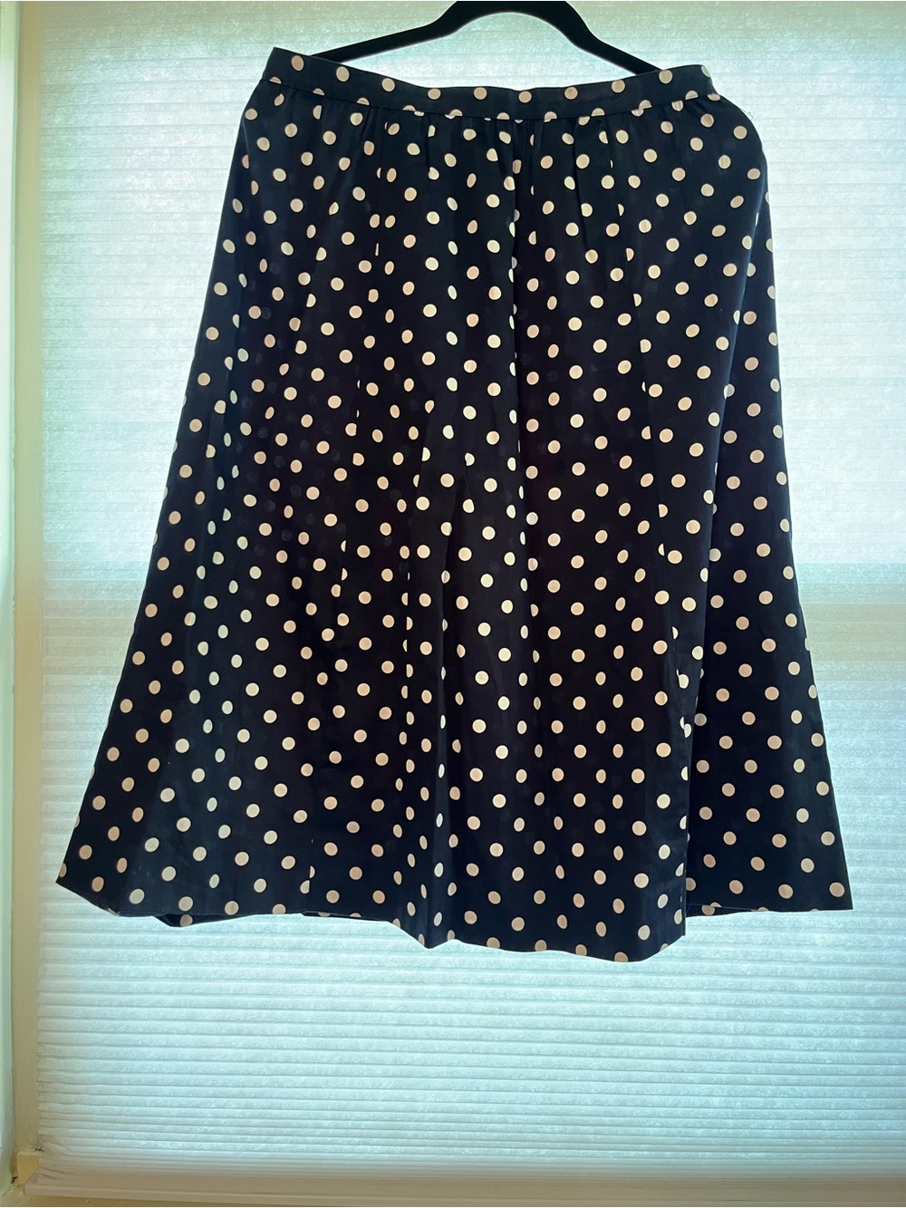 Celine Navy A-Line Skirt with White Polka Dots